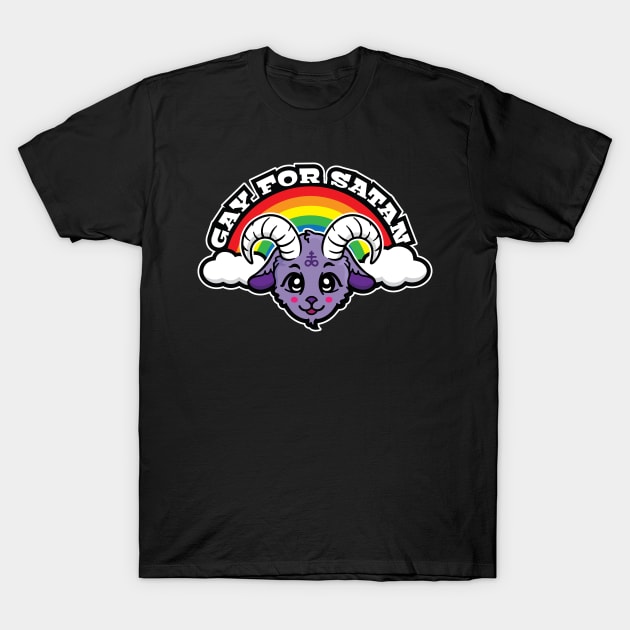 Gay for Satan - Rainbow Cute Baphomet T-Shirt by TerrorTalkShop